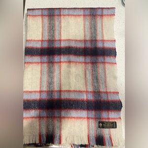 Vintage 100% New Wool Plaid Red & Blue Scarf Throw Baby Blanket